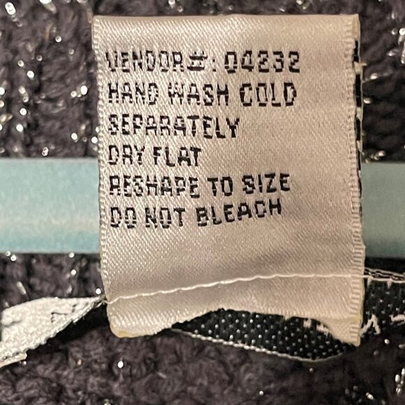 Vintage Newport News Metallic Black Short-Sleeve Cable Knit Cardigan Sweater S - Picture 5 of 6